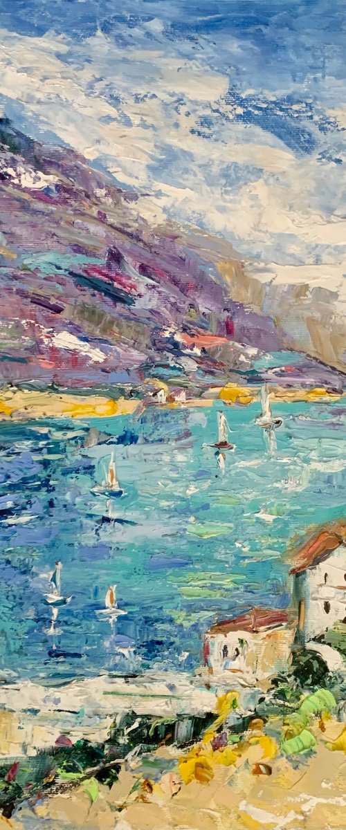 Italian village on the sea by Vilma Gataveckienė