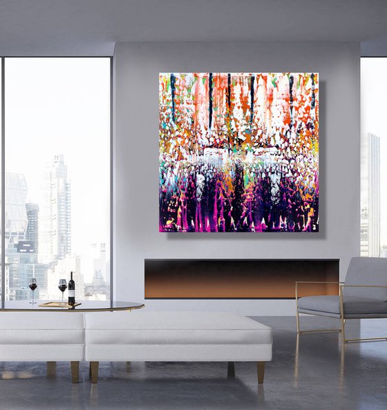 Feeling Freedom - XL LARGE,  ABSTRACT ART – EXPRESSIONS OF ENERGY AND LIGHT. READY TO HANG!