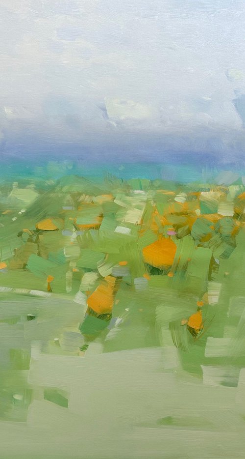 Field of Flowers, Original oil painting, Handmade artwork, One of a kind by Vahe Yeremyan