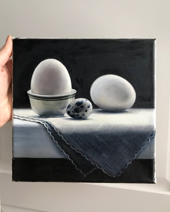 Oil painting "Eggs" 20*20 см