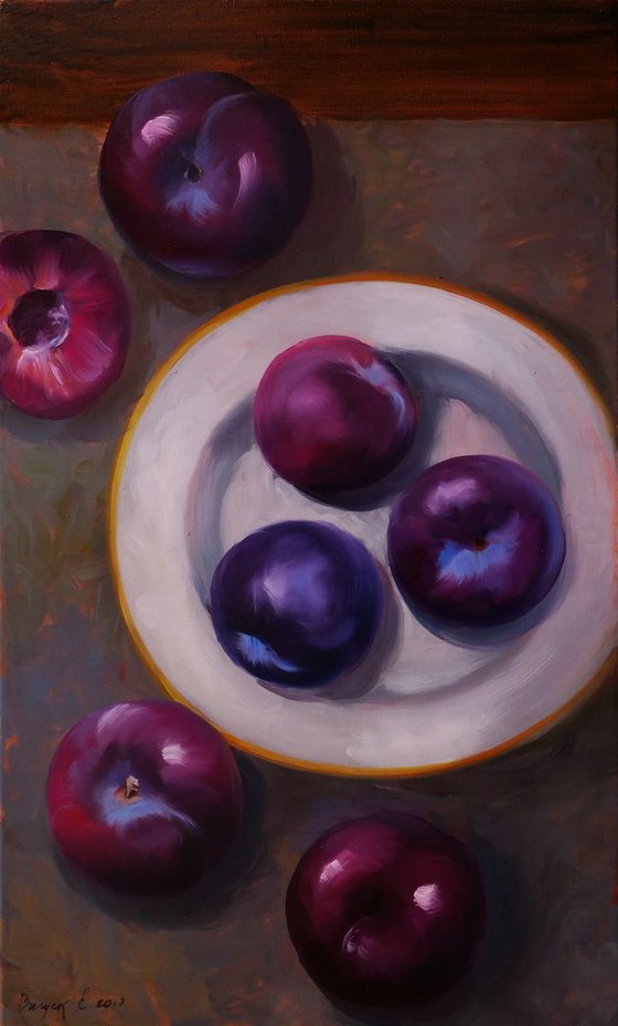 "Still Life with Plums"