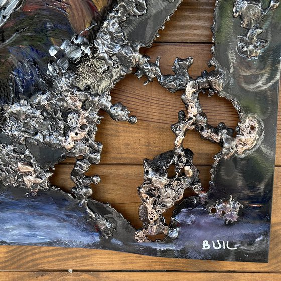 Wall sculpture - Tainbow owl