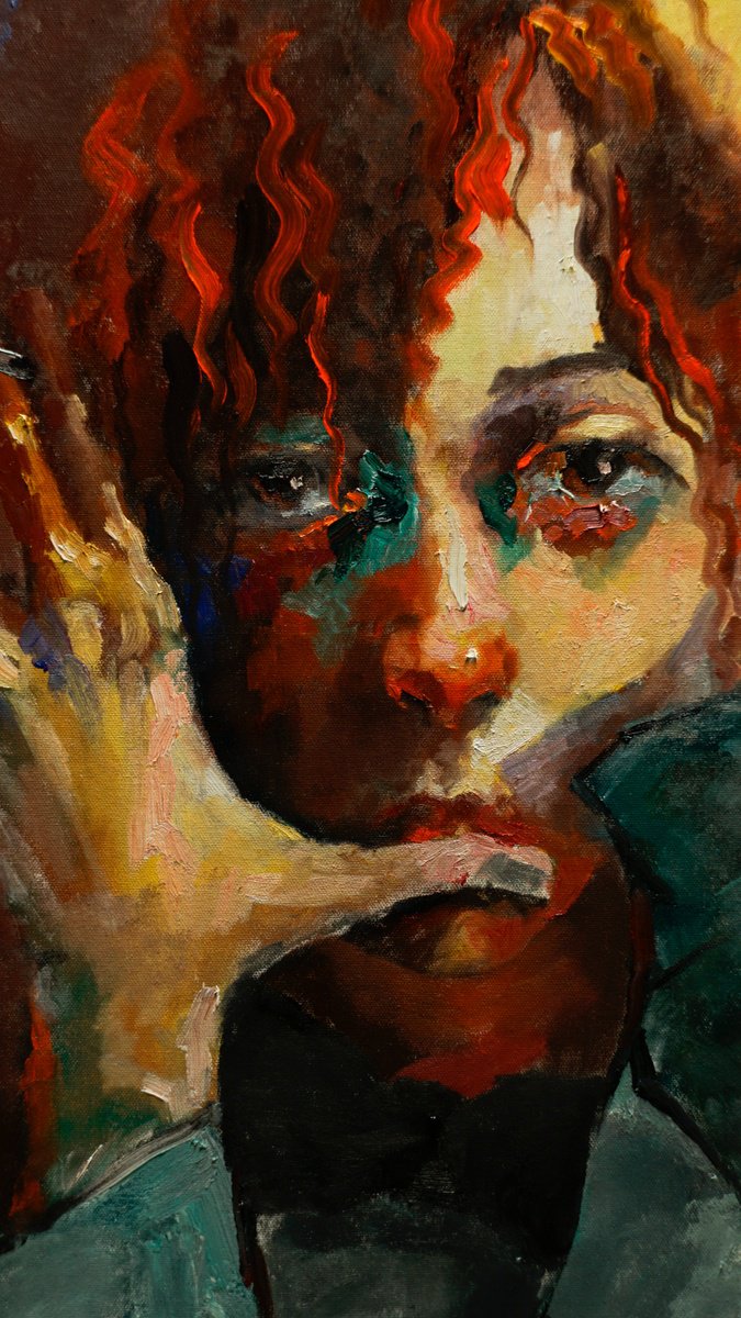 Impressionistic Portrait Oil Painting By Pavel Filin, 30 X 35", Autumn Grass, Original Artwork