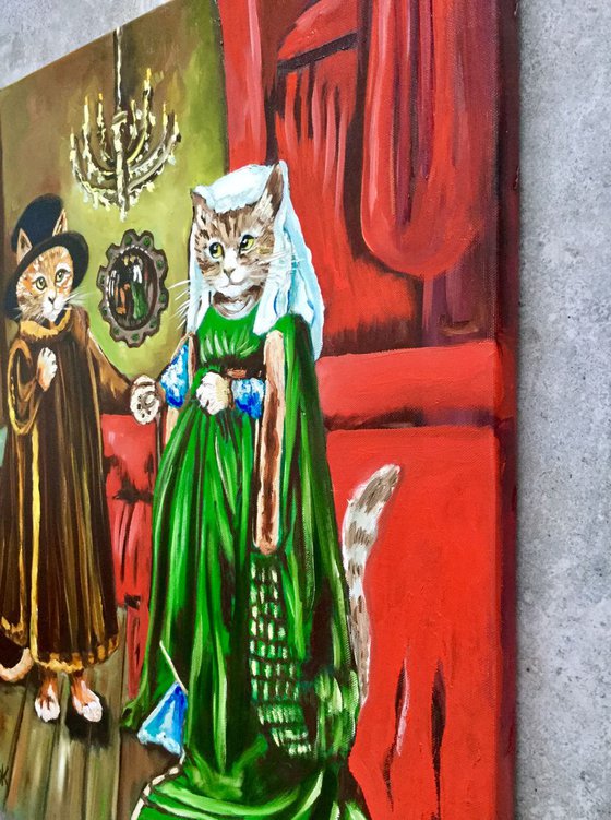 The Arnolfini Marriage. FELINE ART. MODERN URBAN ART OFFICE ART DECOR HOME DECOR