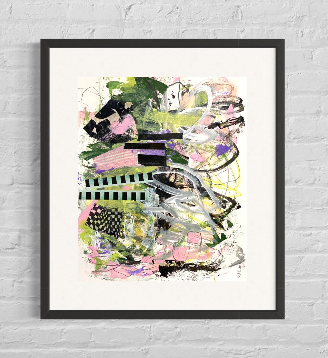 Organic Abstract Collage By Kat Crosby, 11 X 14", Bar Codes, Original Artwork