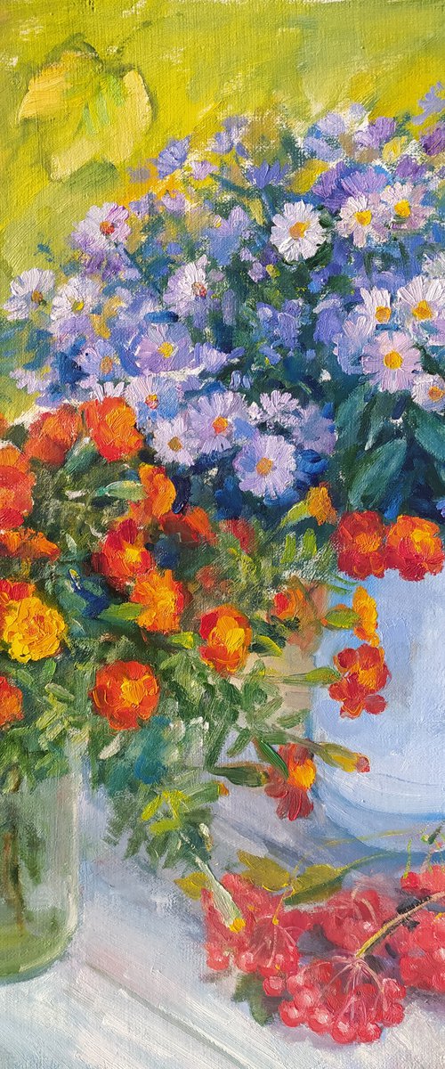 Flowers with viburnum by Valentina Andrukhova