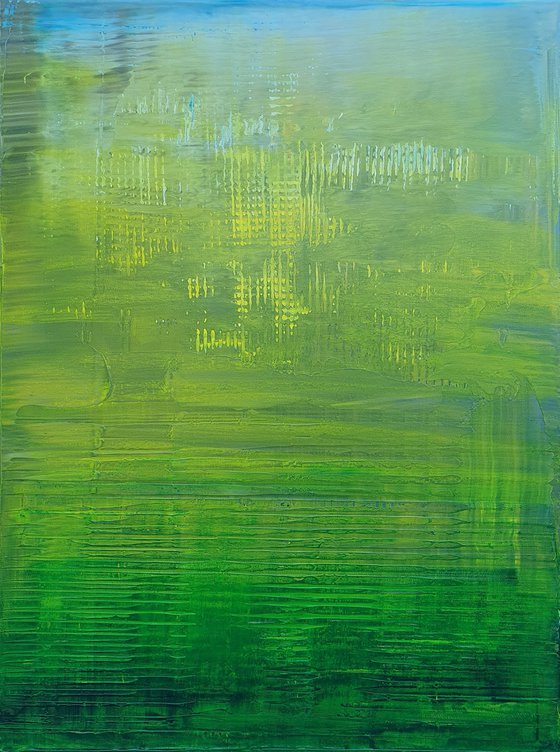 Green fields - minimalistic abstract painting