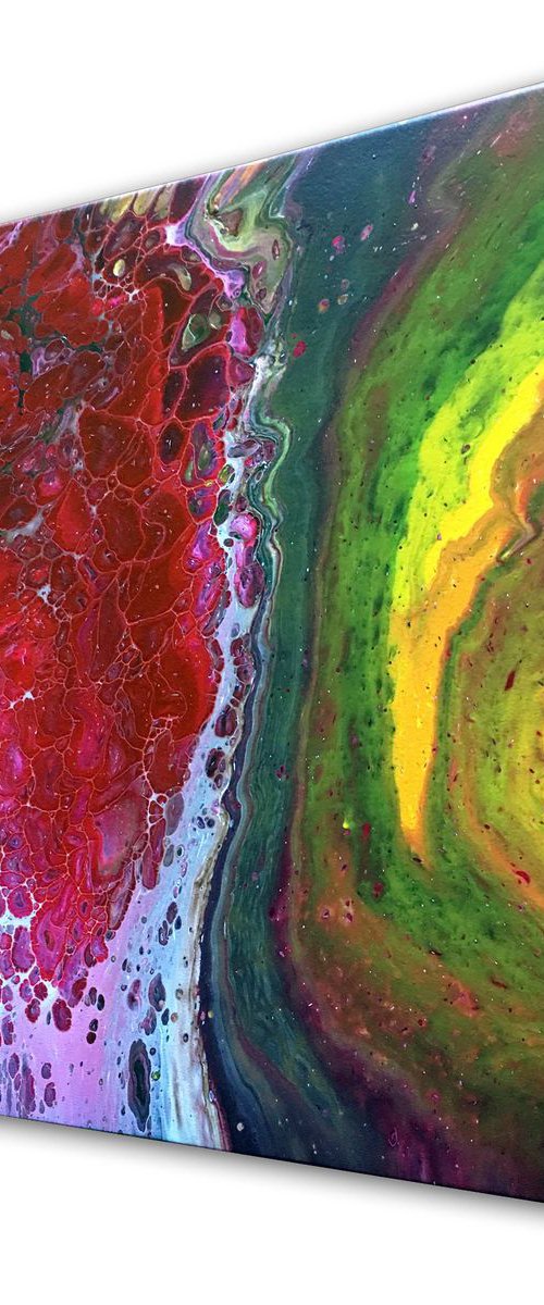 "Beautiful Mutation" - FREE USA SHIPPING - Original Abstract PMS Fluid Acrylic Painting, Framed - 16 x 20 inches by Preston M. Smith (PMS)