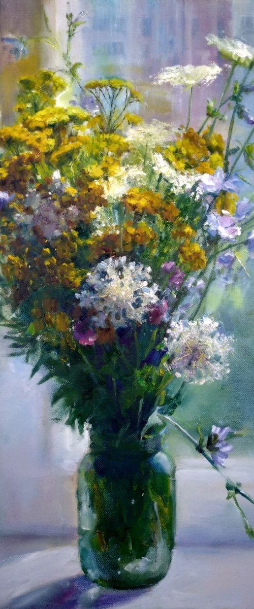Wildflowers on a windowsill by Valentina Andrukhova