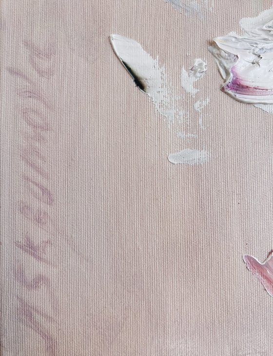 Peach peony square painting