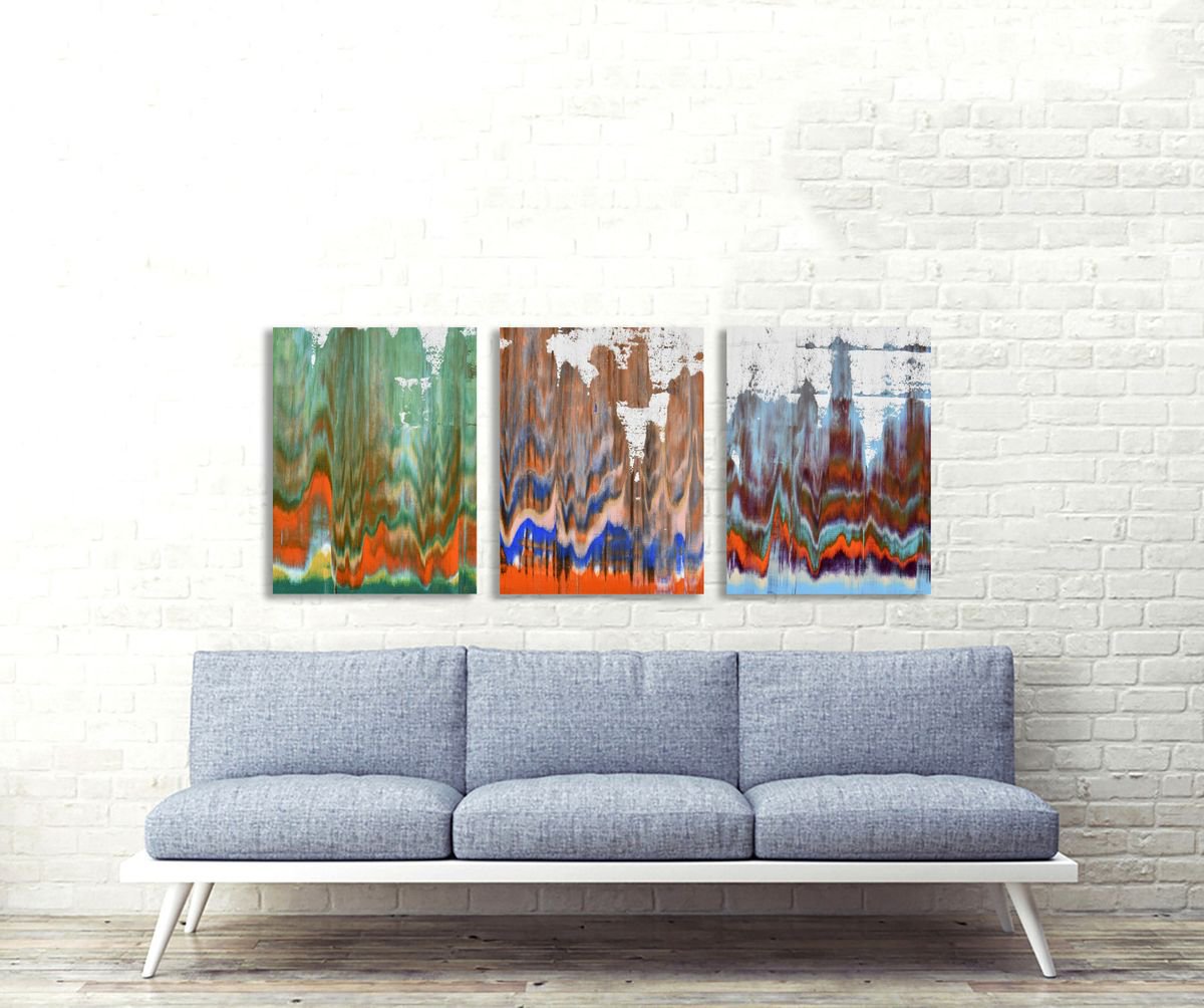 Abstract Acrylic Painting By Sumit Mehndiratta, 45 X 21", Untitled No. 50, Original Artwork