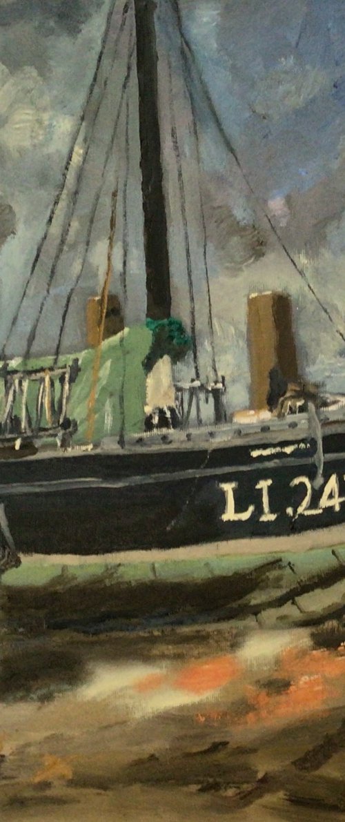 Sailing boat oil painting by Julian Lovegrove Art