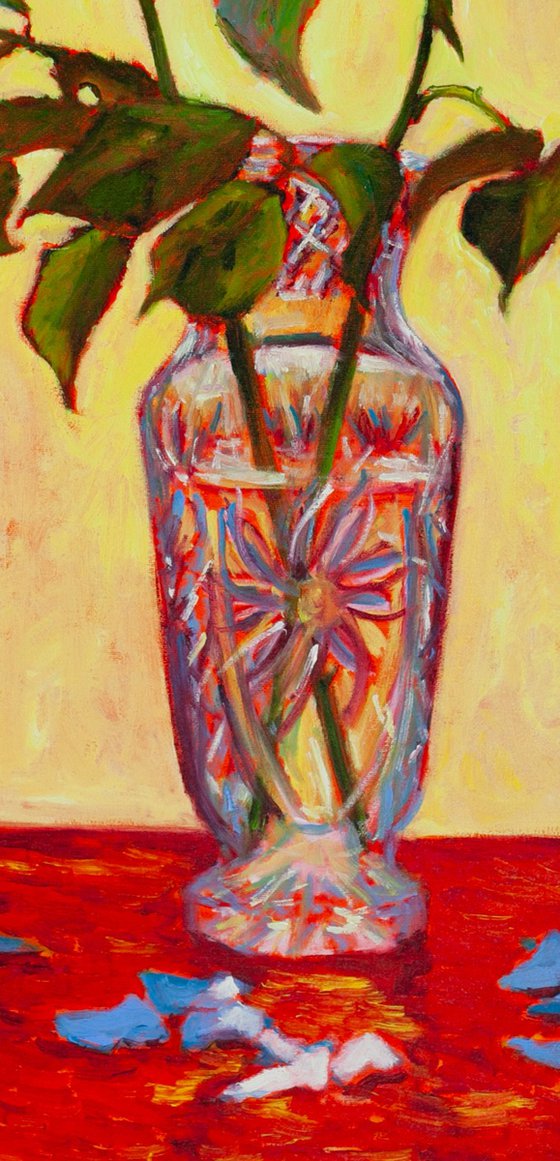White Roses on the Red Table