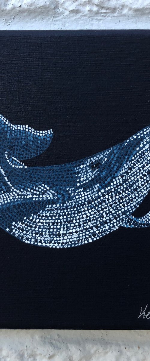 Humpback Whale - pointillism painting by Kelsey Emblow