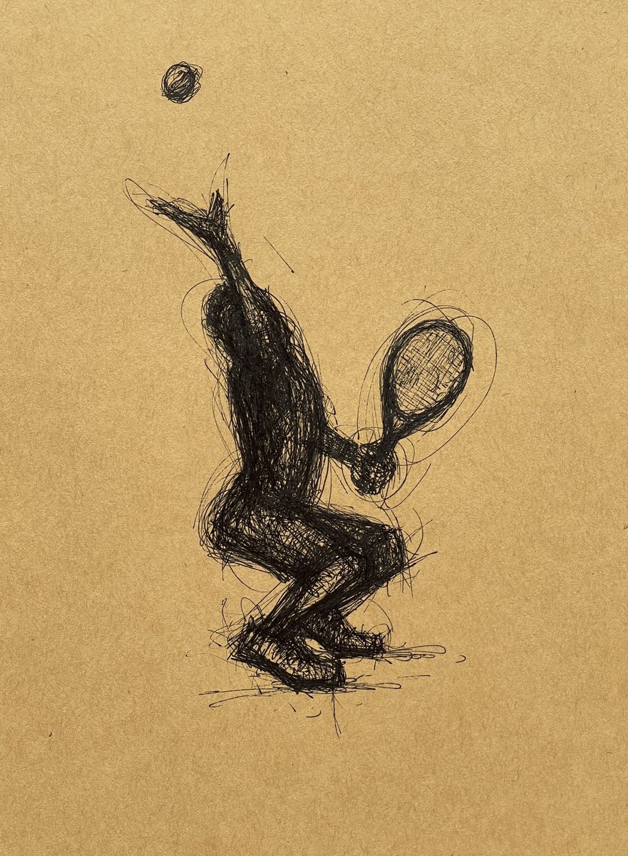 Expressive Portrait Ink Drawing By David Lloyd, 6 X 8, Service Motion 7, Original Artwork