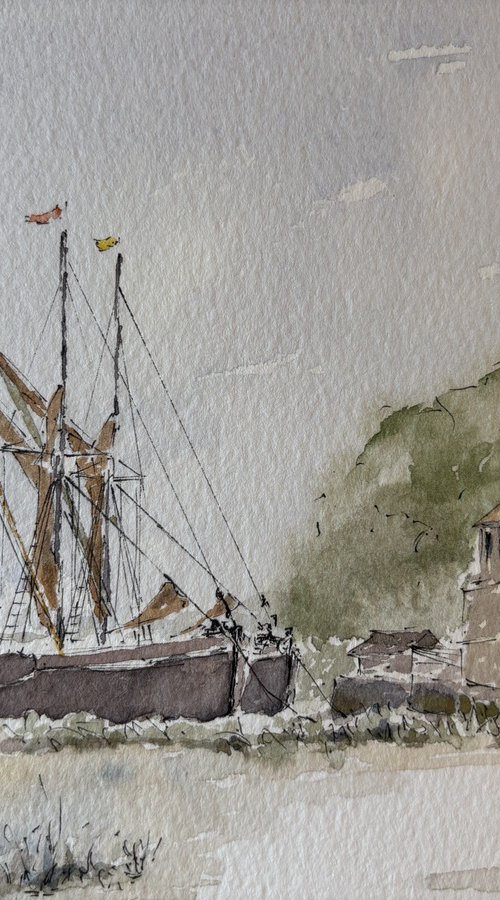 Thames Barges at Pin Mill by Noel Sawyer