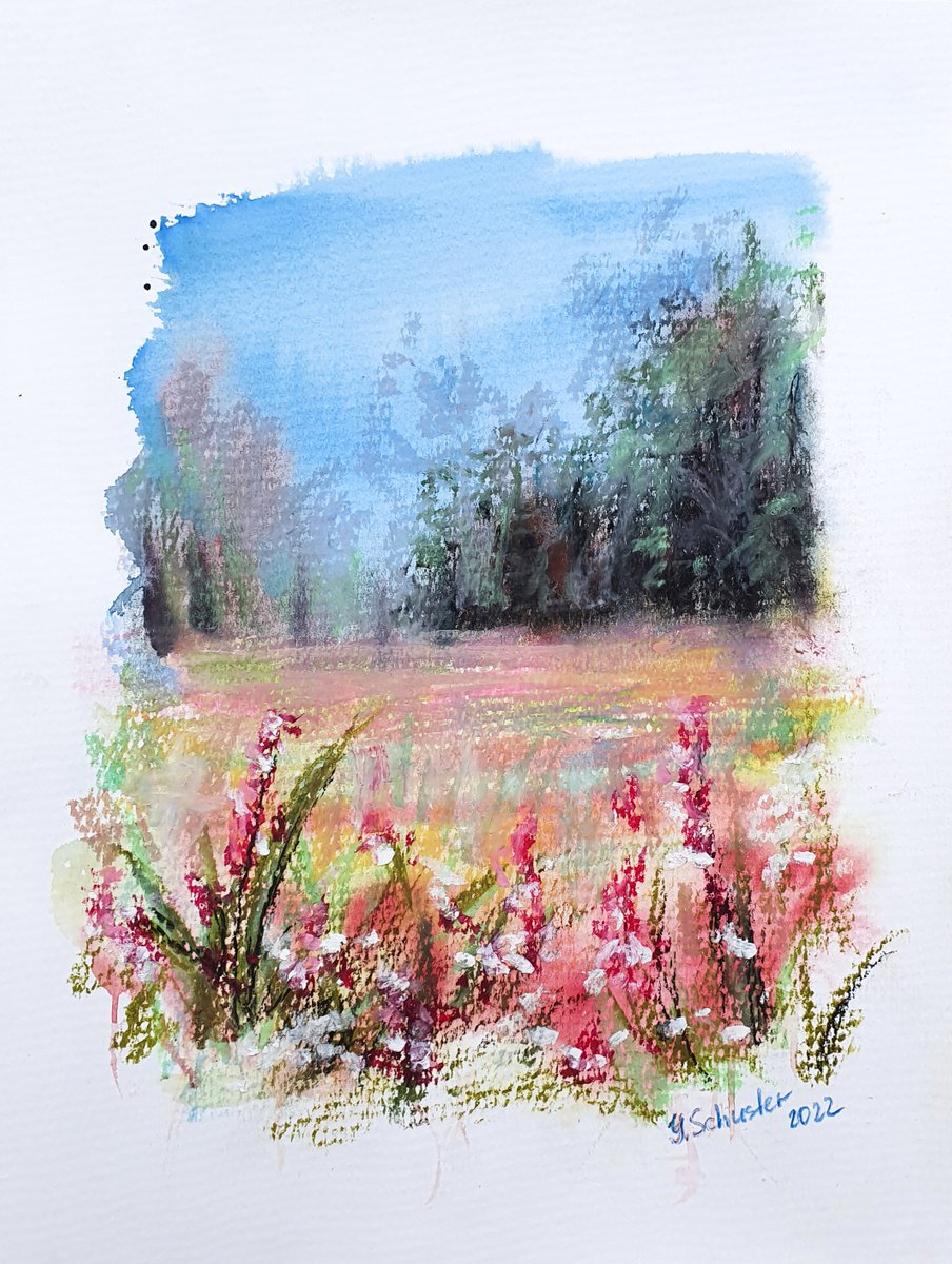 Impressionistic Landscape Painting By Yulia Schuster, 9 X 12", Lost Paradise, Original Artwork