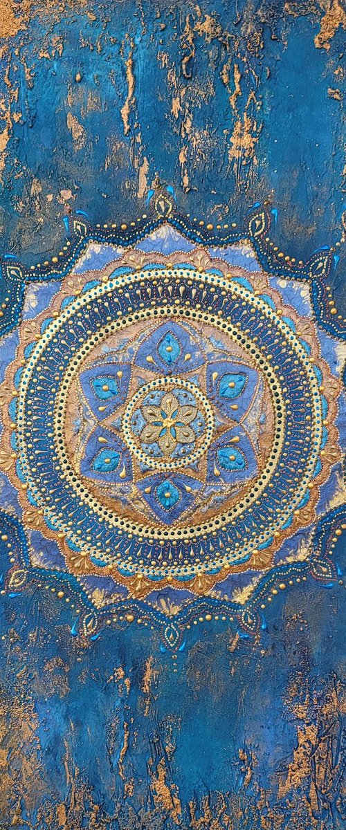 Mandala Painting Blue Gold by Exclusive Arts