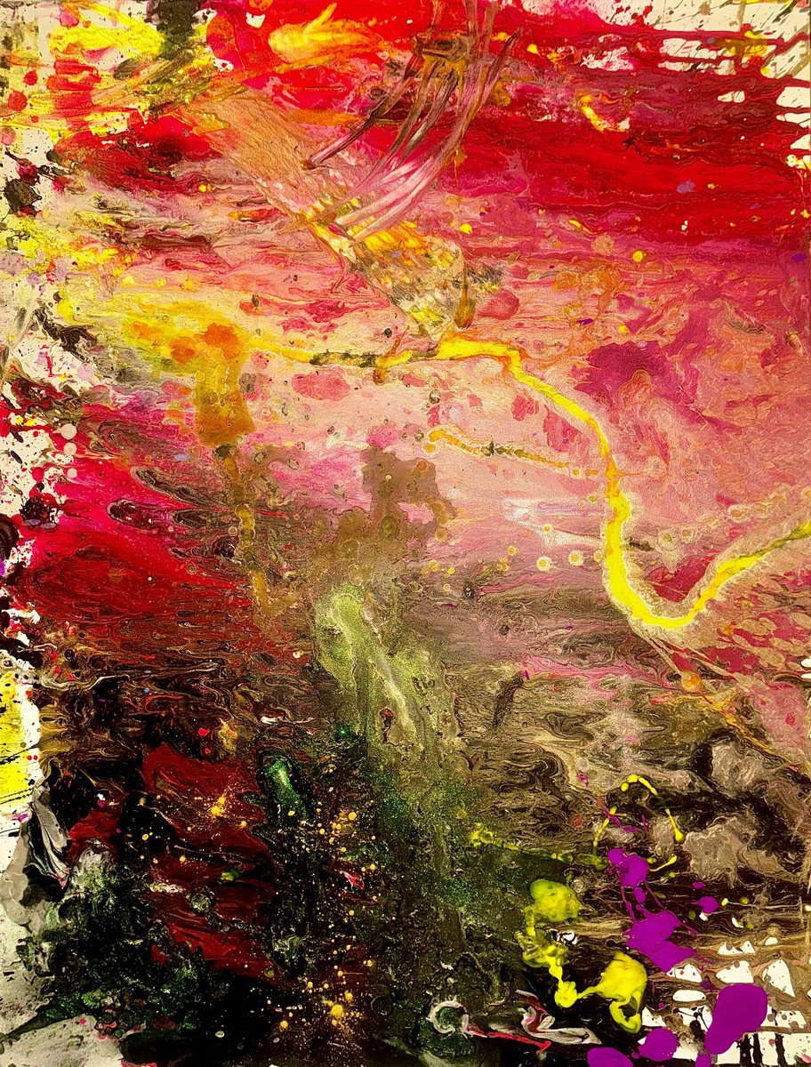 Abstract Acrylic Painting By Bruce S. Dilenschneider, 30 X 40, Bsd#36, Original Artwork