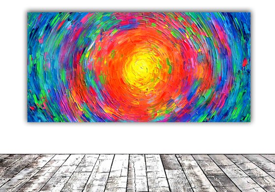 Rounded Gypsy Skirt - Large Palette Knife Colorful Painting Modern Abstract Big Painting - Ready to Hang, Office, Hotel and Restaurant Wall Decoration