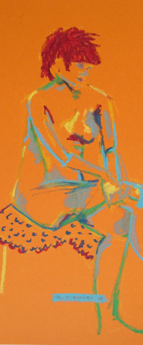 Nude on orange by Catherine O’Neill