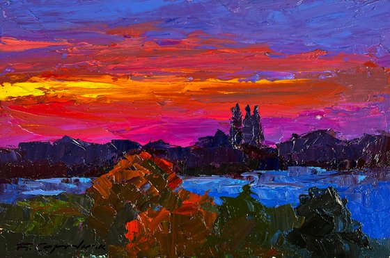 Crimson Sunset in Nature