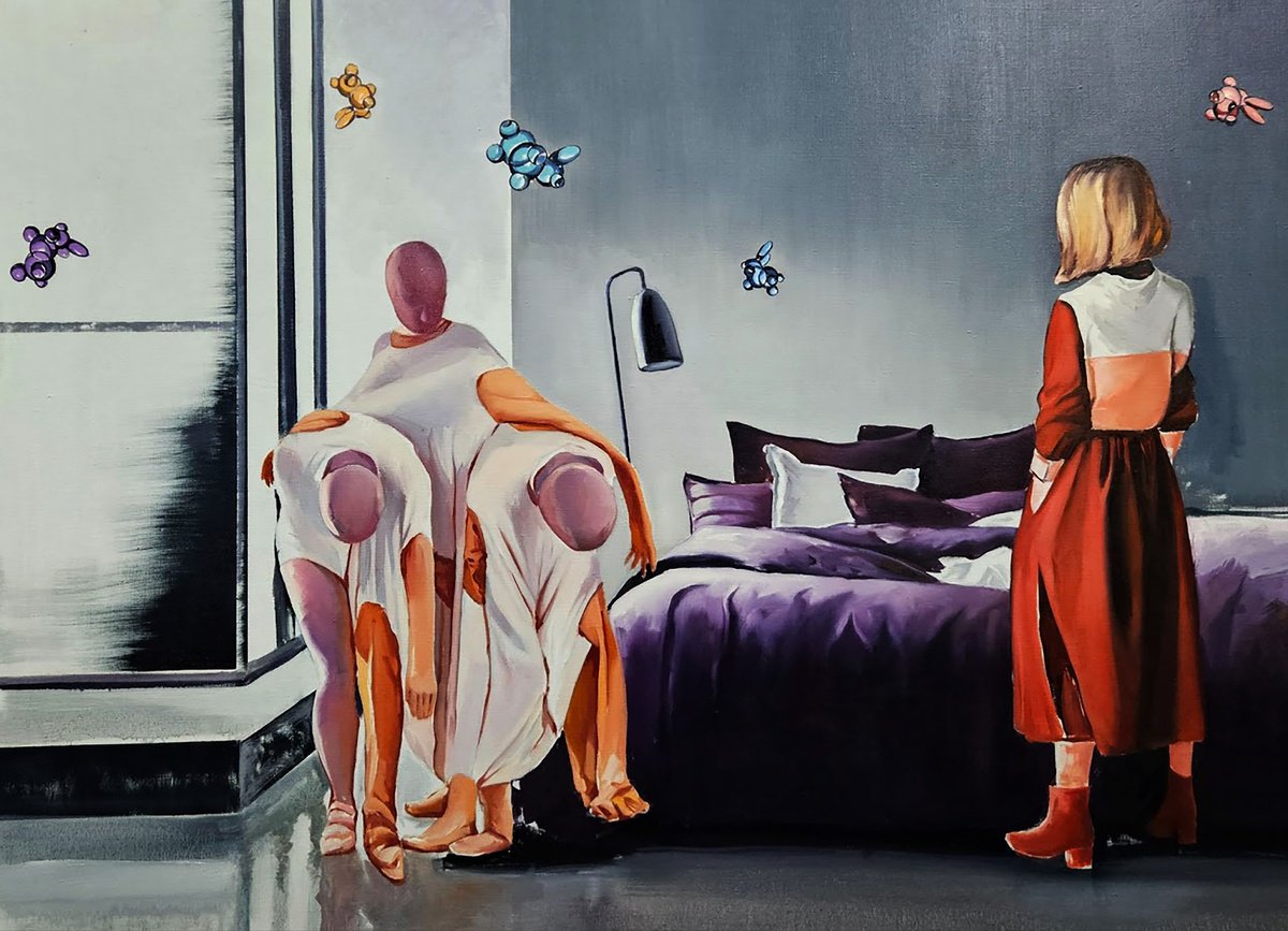Urban And Pop Oil Painting , The Hostess Came Home By Igor Konovalov, 47 X 35, Artwork For Sale On Artfinder