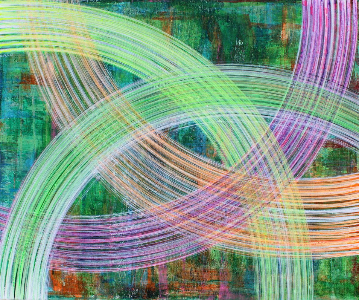 Abstract Acrylic Painting By Tingqun Zhang, 24 X 20", 2024.6.27, Original Artwork