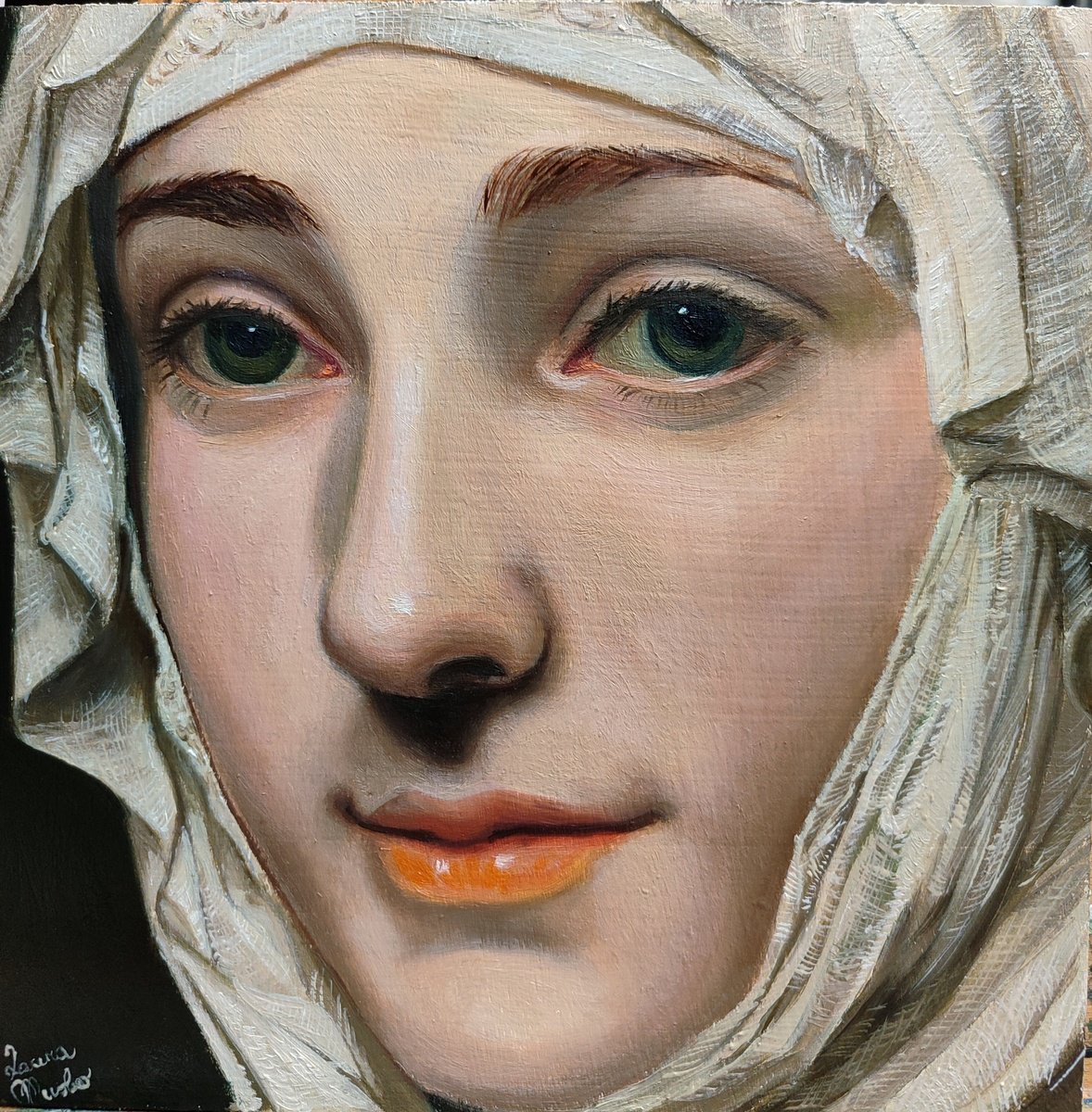 Photorealistic Portrait Oil Painting By Laura Muolo, 8 X 8", Leonardo