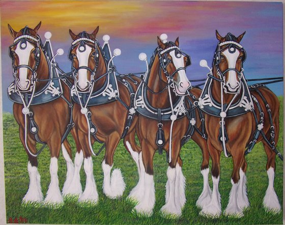 Four Draft horses