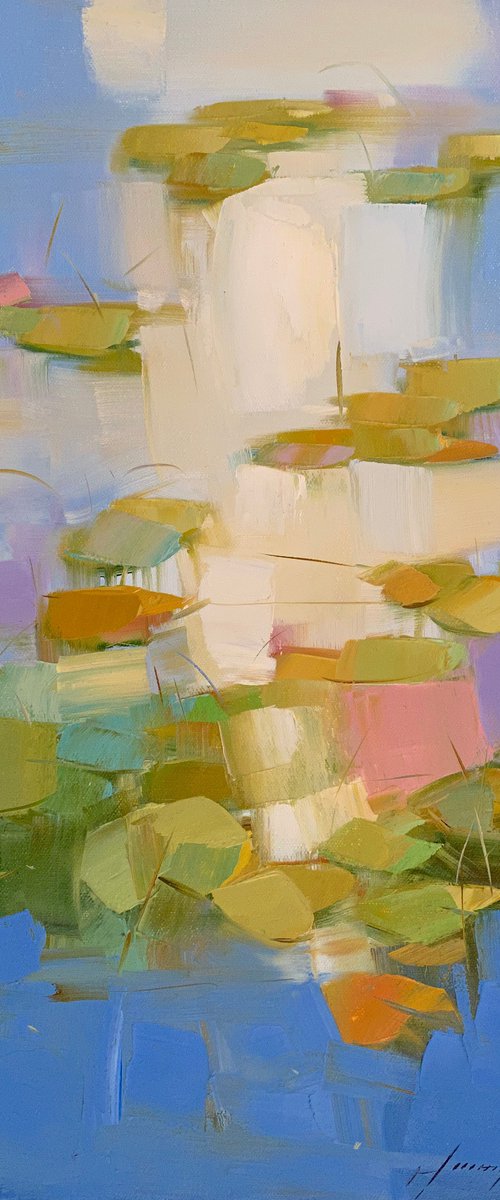 Waterlilies, Original oil painting, Handmade artwork, One of a kind by Vahe Yeremyan