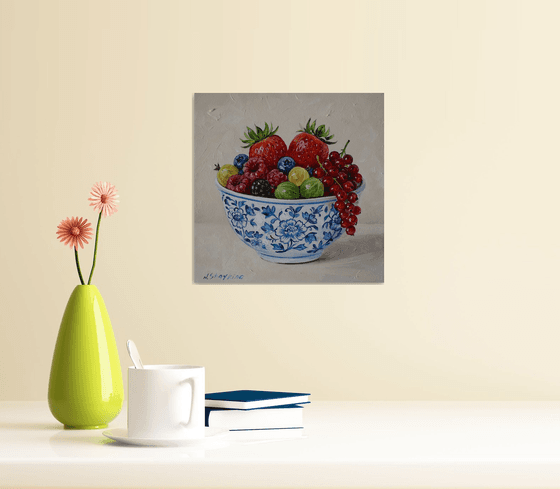 Summer Berries in Blue Bowl