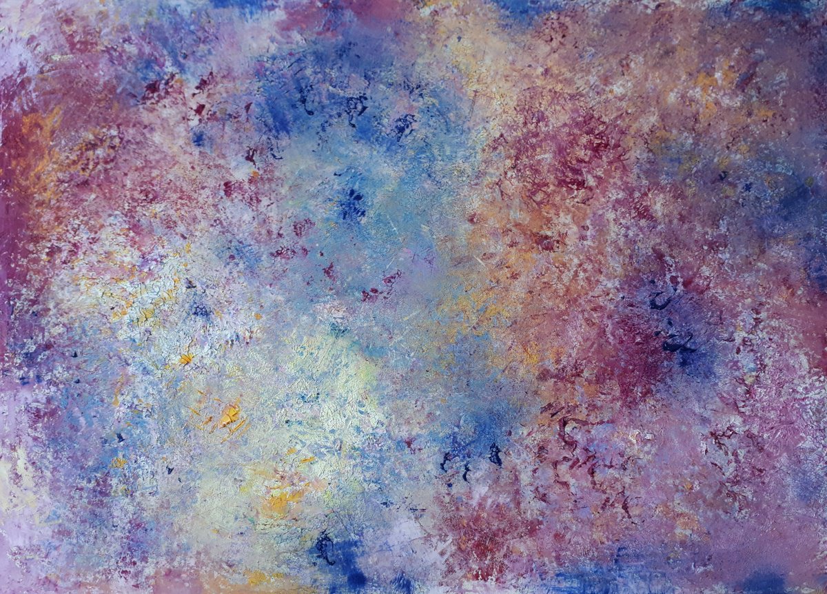 Organic Abstract Painting By Olga Onopko, 28 X 20", Spring Bouquet, Original Artwork