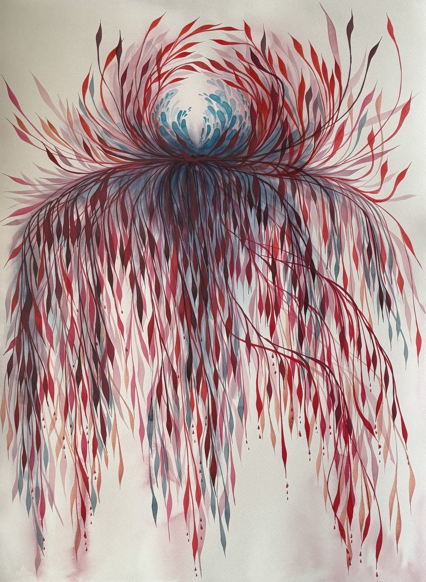 Organic Botanical Acrylic Painting By Shushanik Karapetyan, 22 X 30", Roots 3, Original Artwork