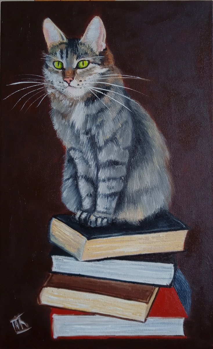 Cat on Books by Ira Whittaker