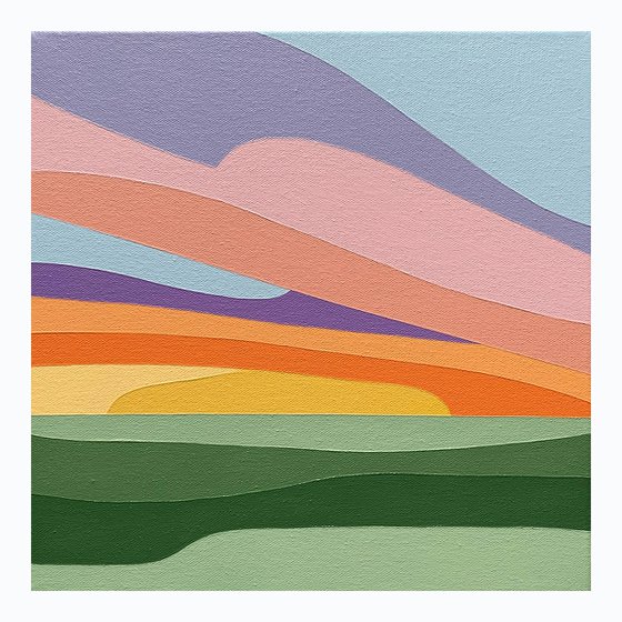 Sunset over the winter fields