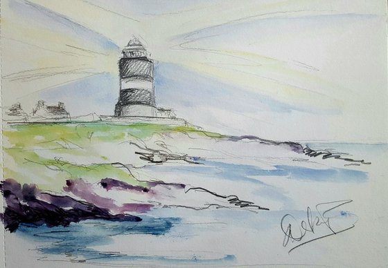 The Light of Hook Head lighthouse in a summers sky study