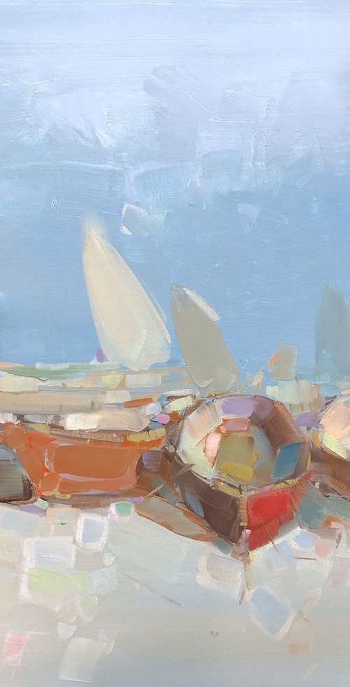 Harbor, Original oil painting, Handmade artwork, One of a kind by Vahe Yeremyan