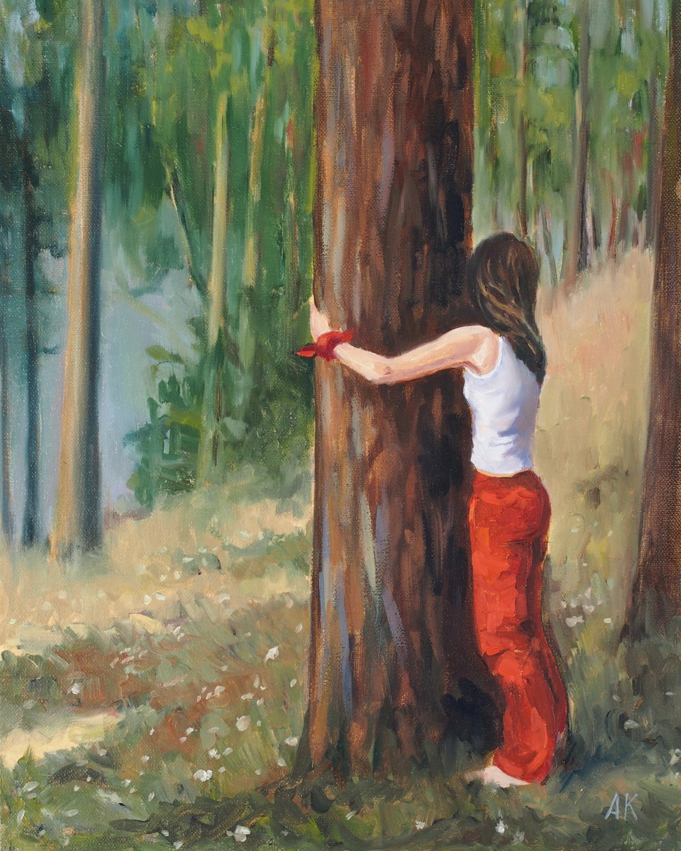 Impressionistic Portrait Oil Painting By Alfia Koral, 16 X 20, Embrace, Original Artwork