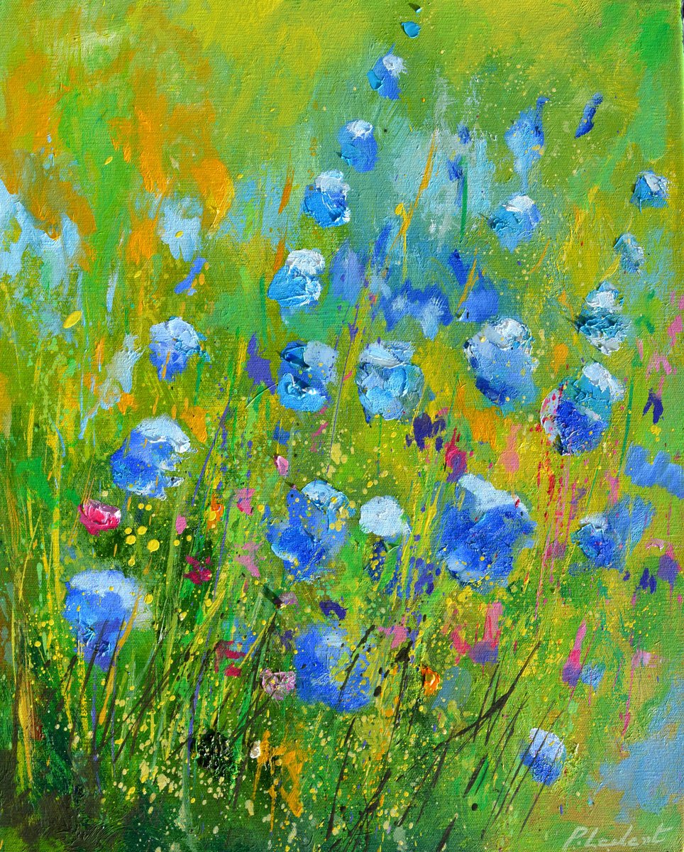 Blue garden flowers by Pol Henry Ledent