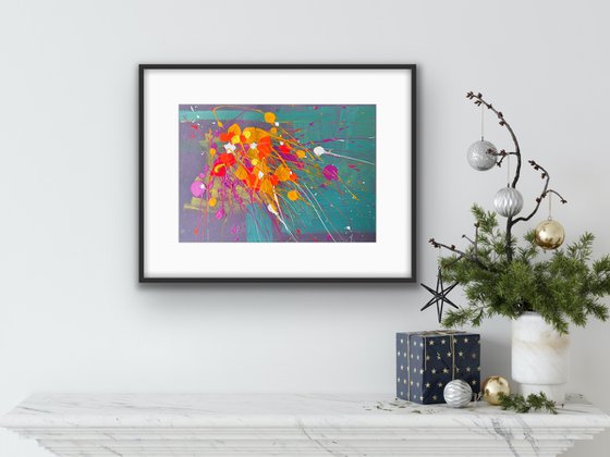 Abstract painting Autumn bouquet of flowers