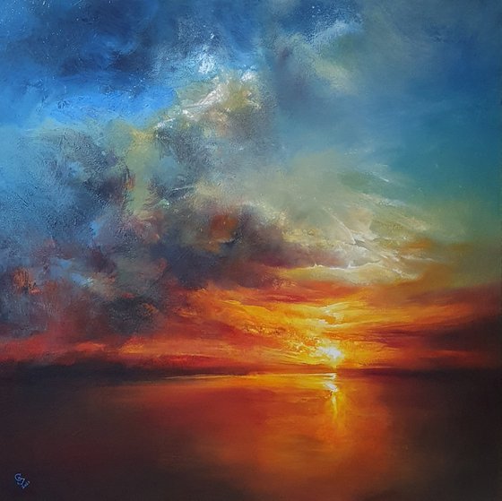 " Evening Vibes " Large painting W 110x H 110 cm