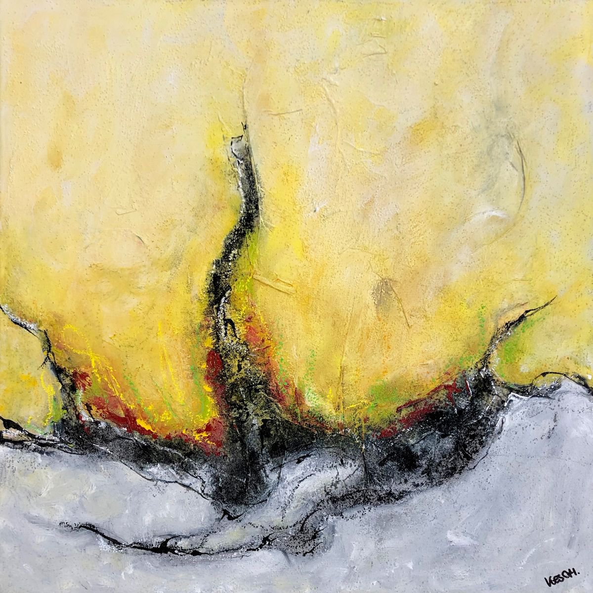 Fire & Ice I 50 x 50 cm I colorful abstract I square by Kirsten Schankweiler