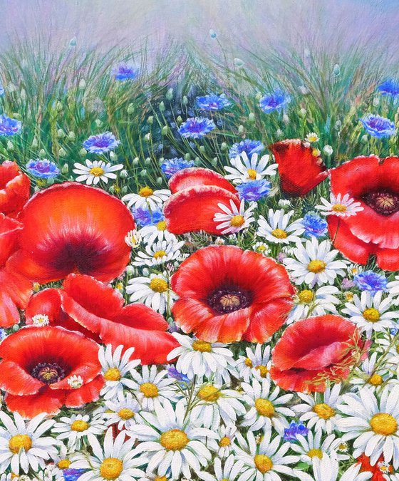 Poppies and daisies.