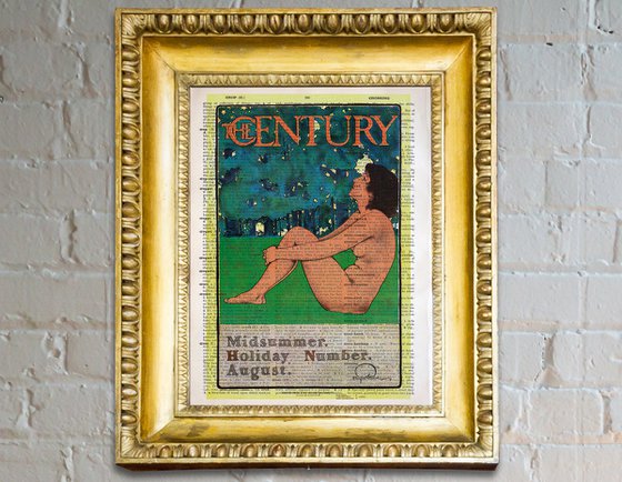 The Century - Collage Art Print on Large Real English Dictionary Vintage Book Page