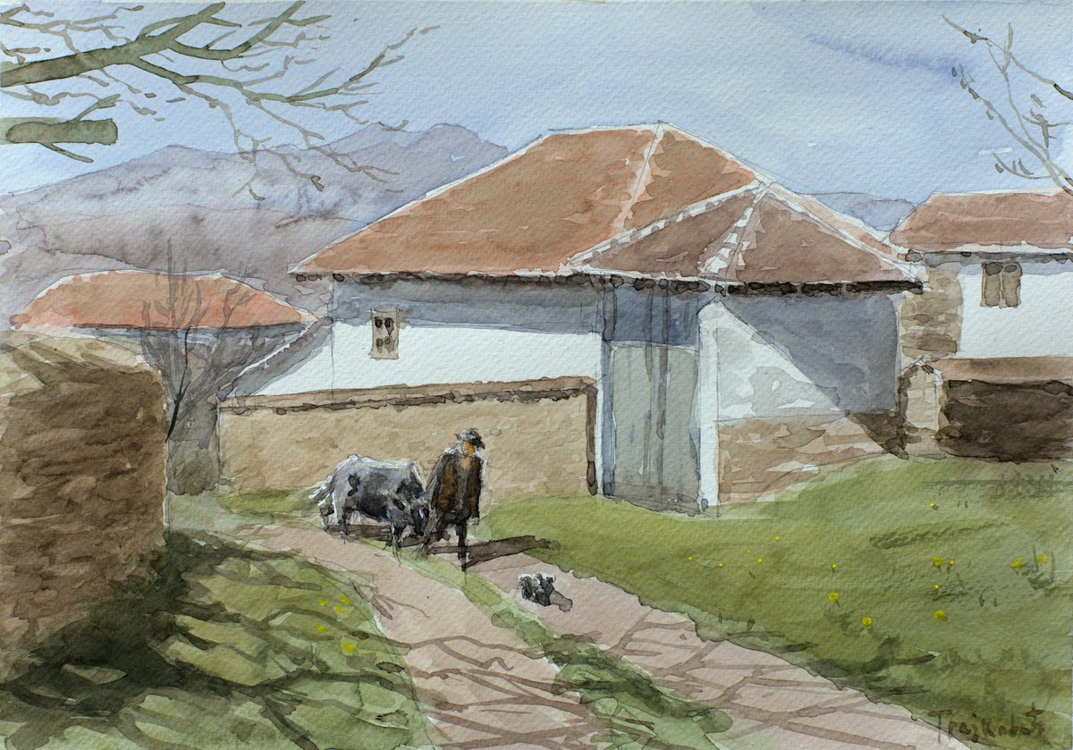 Impressionistic Cityscapes Watercolour By Dejan Trajkovic, 13 X 9, Butch And Mett, Original Artwork