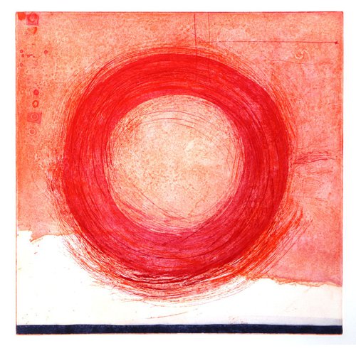 Heike Roesel "Loop" (colour composition 7) fine art etching in edition of 5 by Heike Roesel