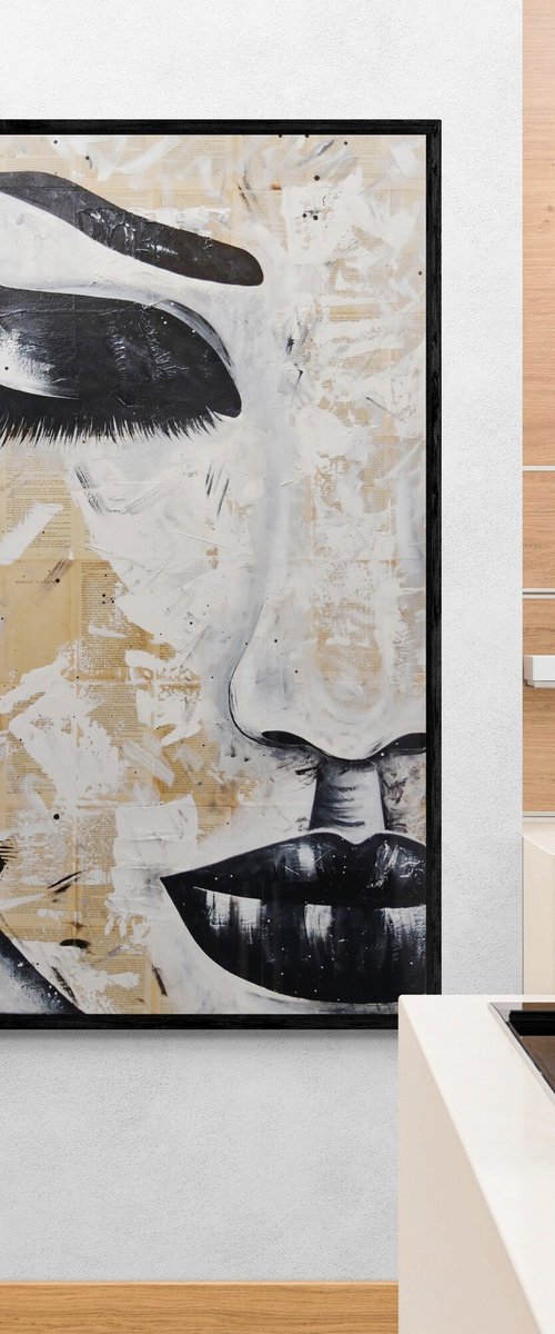 Calming Force 140cm x 100cm Textured Book Page Abstract Realism Art by Franko