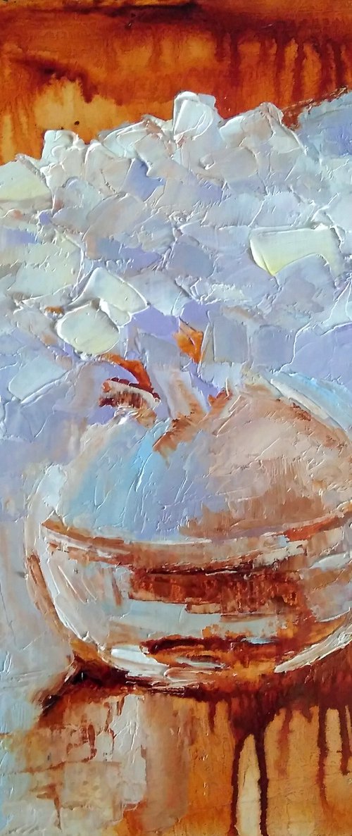 Bouquet White Floral Painting Original Art Abstract Flowers Artwork Floral Still Life Wall Art by Yulia Berseneva