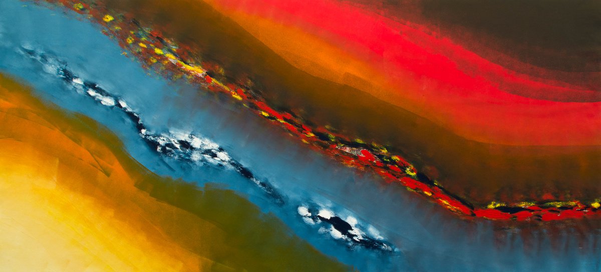 Expressive Landscape Acrylic Painting By Davide De Palma, 79 X 35, Sand Sound, Original Artwork